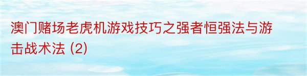 澳门赌场老虎机游戏技巧之强者恒强法与游击战术法 (2)