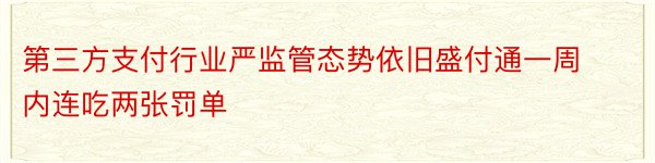 第三方支付行业严监管态势依旧盛付通一周内连吃两张罚单