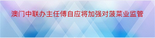 澳门中联办主任傅自应将加强对菠菜业监管