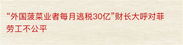 “外国菠菜业者每月逃税30亿”财长大呼对菲劳工不公平