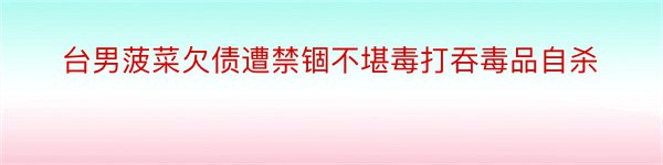 台男菠菜欠债遭禁锢不堪毒打吞毒品自杀