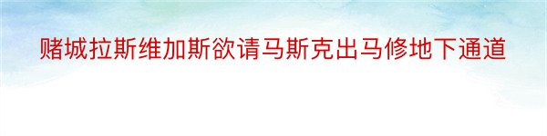 赌城拉斯维加斯欲请马斯克出马修地下通道