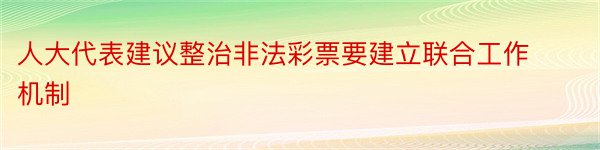 人大代表建议整治非法彩票要建立联合工作机制