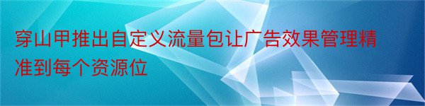 穿山甲推出自定义流量包让广告效果管理精准到每个资源位