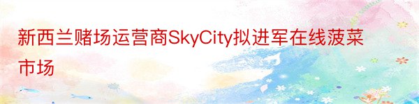 新西兰赌场运营商SkyCity拟进军在线菠菜市场