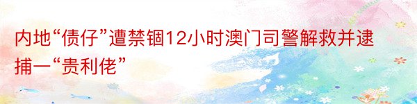 内地“债仔”遭禁锢12小时澳门司警解救并逮捕一“贵利佬”