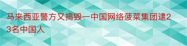 马来西亚警方又捣毁一中国网络菠菜集团逮23名中国人