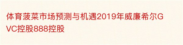 体育菠菜市场预测与机遇2019年威廉希尔GVC控股888控股