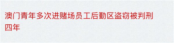 澳门青年多次进赌场员工后勤区盗窃被判刑四年