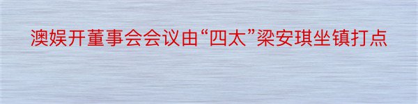 澳娱开董事会会议由“四太”梁安琪坐镇打点