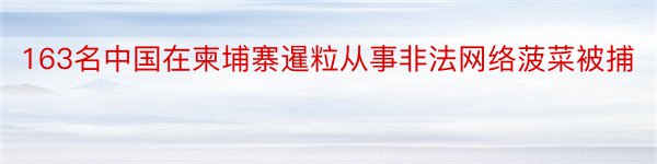 163名中国在柬埔寨暹粒从事非法网络菠菜被捕