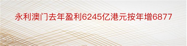 永利澳门去年盈利6245亿港元按年增6877