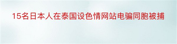 15名日本人在泰国设色情网站电骗同胞被捕