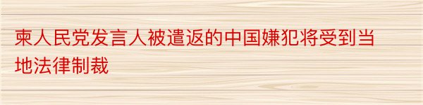 柬人民党发言人被遣返的中国嫌犯将受到当地法律制裁