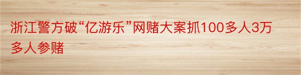 浙江警方破“亿游乐”网赌大案抓100多人3万多人参赌