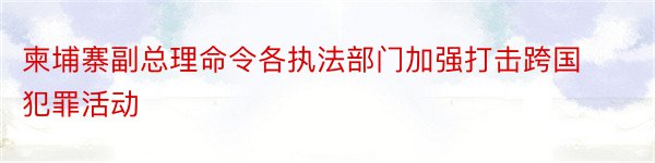 柬埔寨副总理命令各执法部门加强打击跨国犯罪活动