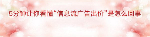 5分钟让你看懂“信息流广告出价”是怎么回事