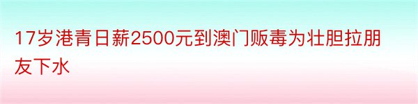 17岁港青日薪2500元到澳门贩毒为壮胆拉朋友下水