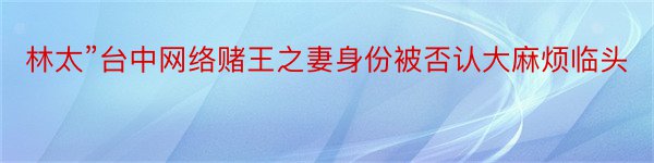 林太”台中网络赌王之妻身份被否认大麻烦临头