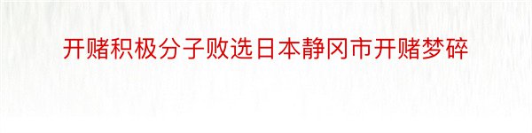 开赌积极分子败选日本静冈市开赌梦碎