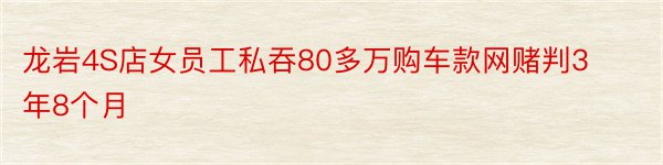 龙岩4S店女员工私吞80多万购车款网赌判3年8个月