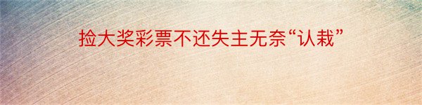 捡大奖彩票不还失主无奈“认栽”