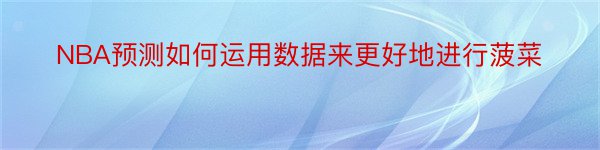 NBA预测如何运用数据来更好地进行菠菜