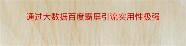 通过大数据百度霸屏引流实用性极强