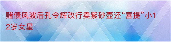 赌债风波后孔令辉改行卖紫砂壶还“喜提”小12岁女星