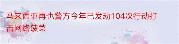 马来西亚再也警方今年已发动104次行动打击网络菠菜