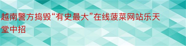 越南警方捣毁“有史最大”在线菠菜网站乐天堂中招