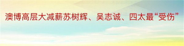 澳博高层大减薪苏树辉、吴志诚、四太最“受伤”