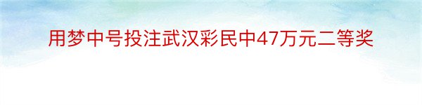 用梦中号投注武汉彩民中47万元二等奖