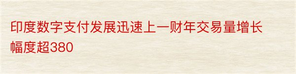 印度数字支付发展迅速上一财年交易量增长幅度超380