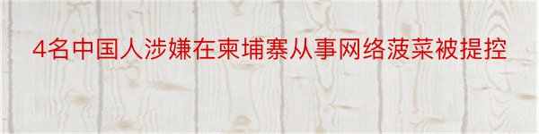 4名中国人涉嫌在柬埔寨从事网络菠菜被提控