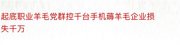 起底职业羊毛党群控千台手机薅羊毛企业损失千万