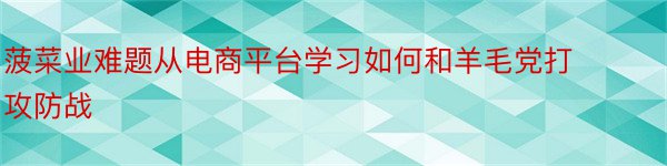 菠菜业难题从电商平台学习如何和羊毛党打攻防战