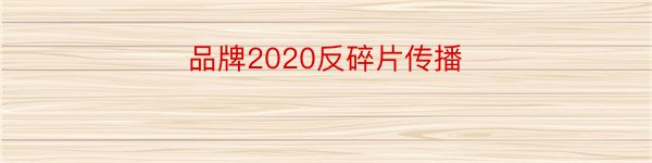 品牌2020反碎片传播