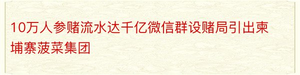 10万人参赌流水达千亿微信群设赌局引出柬埔寨菠菜集团