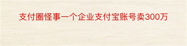 支付圈怪事一个企业支付宝账号卖300万