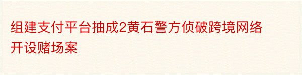 组建支付平台抽成2黄石警方侦破跨境网络开设赌场案