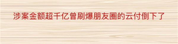 涉案金额超千亿曾刷爆朋友圈的云付倒下了