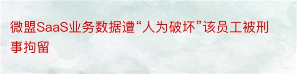 微盟SaaS业务数据遭“人为破坏”该员工被刑事拘留