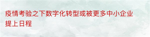 疫情考验之下数字化转型或被更多中小企业提上日程