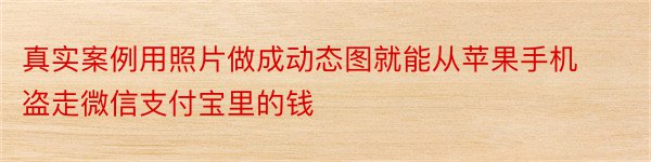 真实案例用照片做成动态图就能从苹果手机盗走微信支付宝里的钱