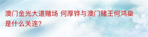 澳门金光大道赌场 何厚铧与澳门赌王何鸿燊是什么关连？