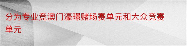 分为专业竞澳门濠璟赌场赛单元和大众竞赛单元