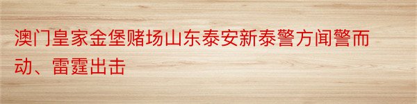 澳门皇家金堡赌场山东泰安新泰警方闻警而动、雷霆出击