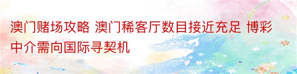 澳门赌场攻略 澳门稀客厅数目接近充足 博彩中介需向国际寻契机