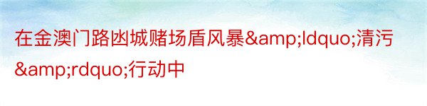 在金澳门路凼城赌场盾风暴&ldquo;清污&rdquo;行动中